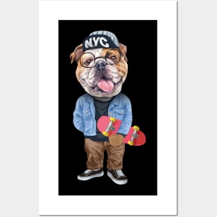 Funny English bulldog - Skateboard Posters and Art